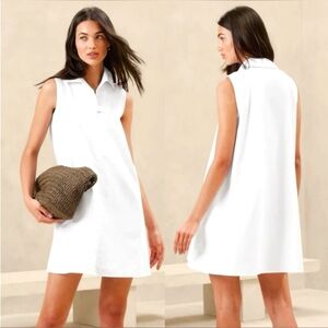 BANANA REPUBLIC Poplin Sleeveless White A-Line Mini Dress Size: XXL NWT